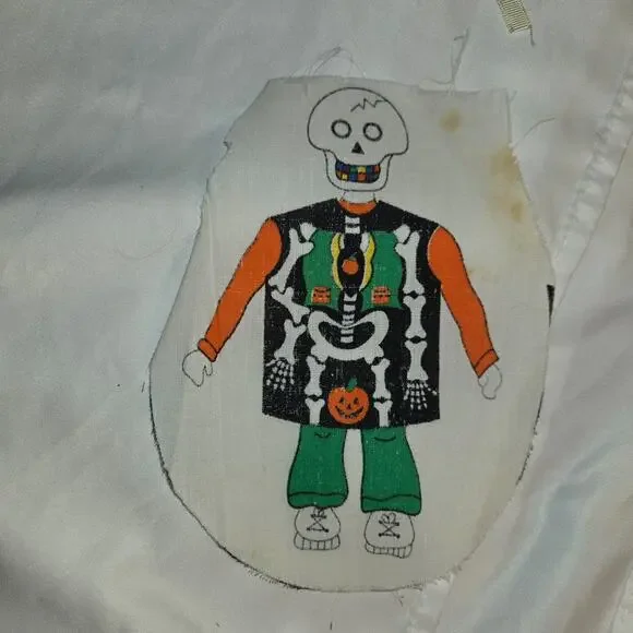 Vintage Skeleton Witch Pullover Halloween Costume Apron Mask Sheet 31" L 18" W - Picture 4 of 16